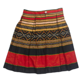 CHARIMA A-line Womens Pleated Skirt Red Short Fair Isle S