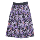 Womens A-Line Skirt Purple Knee Length Floral M