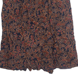 CANDA Womens A-Line Skirt Brown Knee Length Viscose 90s Floral UK 18