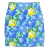 YONA All Over Apple Print Womens Straight Skirt Blue Knee Length UK 14