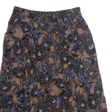 Womens A-Line Skirt Brown Knee Length Floral L