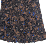 Womens A-Line Skirt Brown Knee Length Floral L