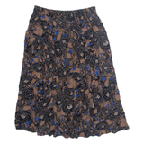 Womens A-Line Skirt Brown Knee Length Floral L