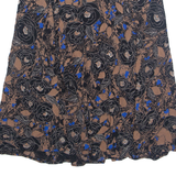 Womens A-Line Skirt Brown Knee Length Floral L