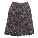 Womens A-Line Skirt Brown Knee Length Floral L