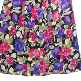 Womens A-Line Skirt Black Knee Length Viscose Floral UK 10