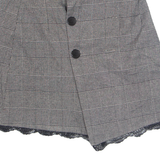 ZARA Button Up Womens Straight Skirt Black Short Check XS