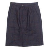 Lined Womens Straight Skirt Blue Knee Length Check L