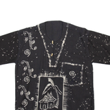 Womens Printed Blouse Black Crazy Pattern L
