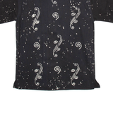 Womens Printed Blouse Black Crazy Pattern L
