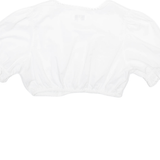 WALDSCHUTZ Womens Cropped Blouse White Puff Sleeve M