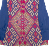 Womens Printed Blouse Red High Neck Long Sleeve Crazy Pattern M