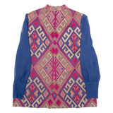 Womens Printed Blouse Red High Neck Long Sleeve Crazy Pattern M