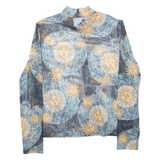 TALLY WEIJL Womens Printed Blouse Blue High Neck Long Sleeve Crazy Pattern S