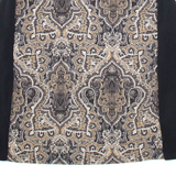 Womens Printed Blouse Brown V-Neck Long Sleeve Crazy Pattern M