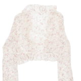 Womens Printed Top White Long Sleeve Floral S