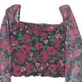 Womens Printed Blouse Black Long Sleeve Floral M