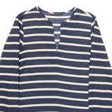 ZARA BASIC Womens Printed Blouse Blue V-Neck Long Sleeve Striped XS