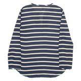 ZARA BASIC Womens Printed Blouse Blue V-Neck Long Sleeve Striped XS