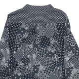 ZARA BASIC Womens Printed Blouse Black V-Neck Long Sleeve Crazy Pattern S