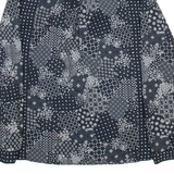 ZARA BASIC Womens Printed Blouse Black V-Neck Long Sleeve Crazy Pattern S