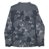 ZARA BASIC Womens Printed Blouse Black V-Neck Long Sleeve Crazy Pattern S