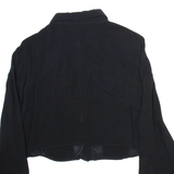 ZARA Womens Cropped Shirt Black Collared Long Sleeve S