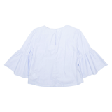 ZARA Womens Printed Blouse Blue Ruffle Sleeve S