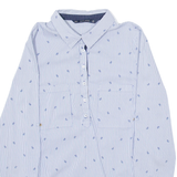ZARA Womens Printed Shirt Blue Collared Long Sleeve Striped S