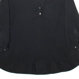 ZARA Womens Blouse Black V-Neck Long Sleeve Viscose L
