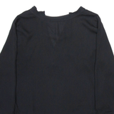 ZARA Womens Blouse Black V-Neck Long Sleeve Viscose L