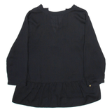 ZARA Womens Blouse Black V-Neck Long Sleeve Viscose L