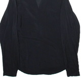 ZARA Womens Shirt Black V-Neck Long Sleeve XS