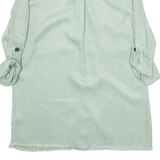 ZARA Womens Shirt Green Collared 3/4 Sleeve S