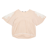 ZARA Womens Blouse Pink V-Neck S