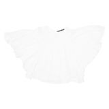 ZARA Womens Blouse White Ruffle Sleeve Viscose Floral M