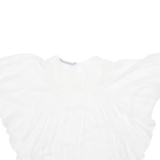 ZARA Womens Blouse White Ruffle Sleeve Viscose Floral M