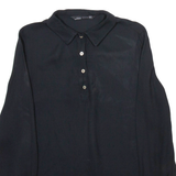 ZARA Womens Shirt Black Collared Long Sleeve XS