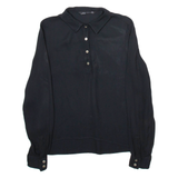 ZARA Womens Shirt Black Collared Long Sleeve XS