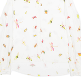 ZARA Womens Printed Shirt White Collared Long Sleeve XS