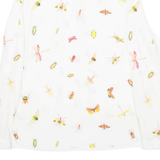 ZARA Womens Printed Shirt White Collared Long Sleeve XS