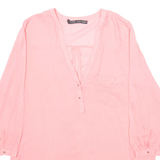 ZARA Womens Blouse Pink V-Neck Long Sleeve M