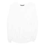 ZARA Womens Halter Neck Blouse White V-Neck Long Sleeve Viscose S