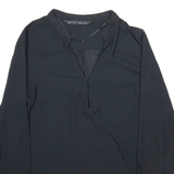 ZARA Womens Bardot Blouse Black V-Neck Long Sleeve Viscose S