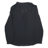 ZARA Womens Bardot Blouse Black V-Neck Long Sleeve Viscose S