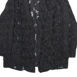 ZARA Womens Kimono Blouse Black Long Sleeve Viscose Floral M