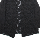 ZARA Womens Kimono Blouse Black Long Sleeve Viscose Floral M