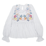 ZARA Womens Printed Blouse Black Long Sleeve Floral S