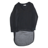 ZARA Womens Blouse Black V-Neck Long Sleeve Viscose S