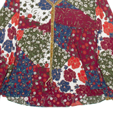 ZARA Womens Printed Blouse Maroon V-Neck Long Sleeve Floral XS